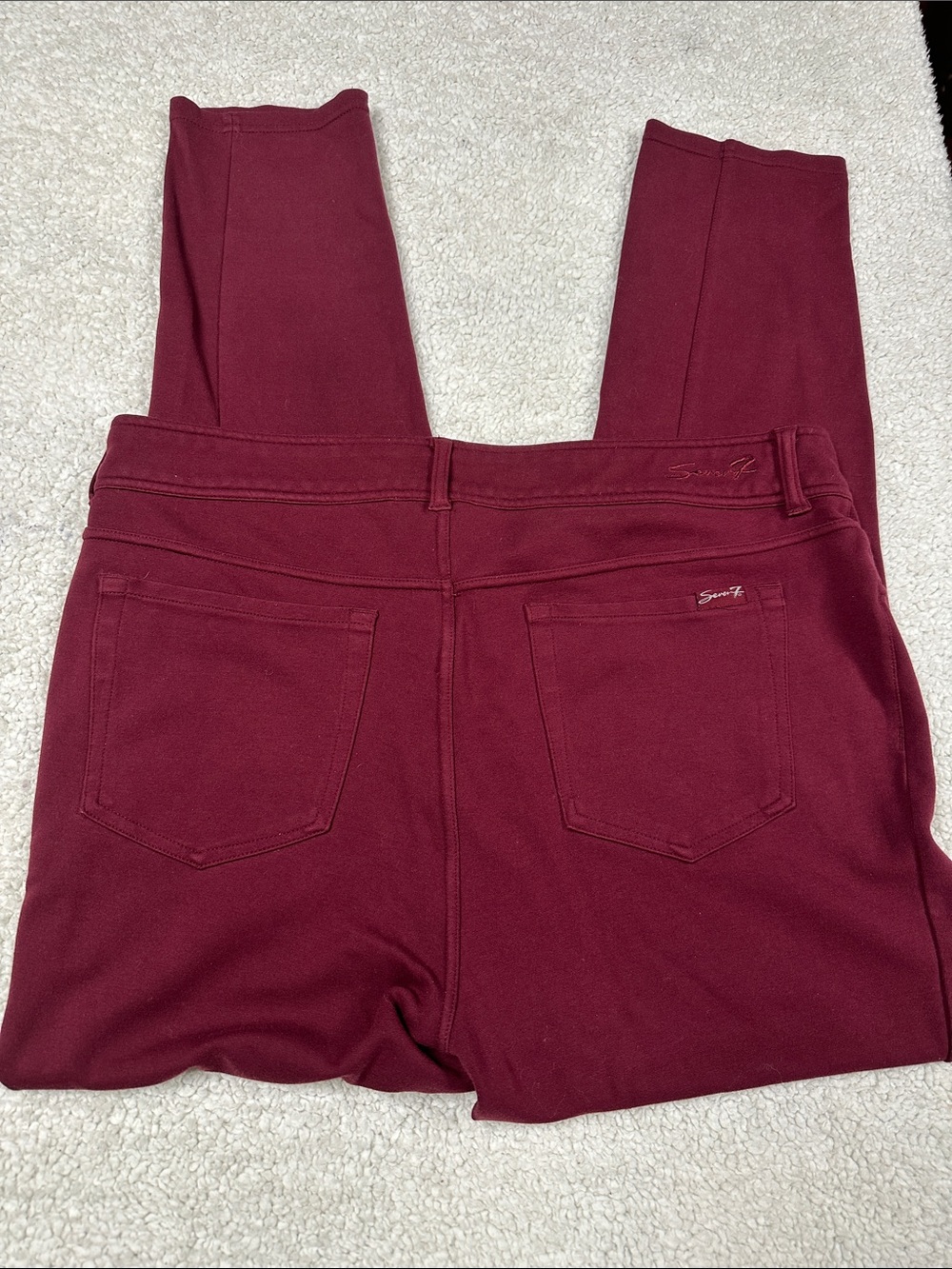 Seven7 Super Stretchy Pants Maroon Jegging / Zipper Skinny Rayon Nylon Blend 14 - Picture 5 of 7